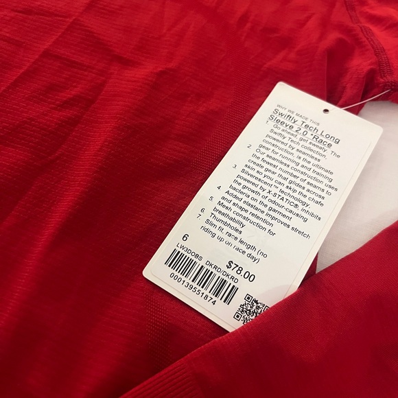 NWT Lululemon Dark Red Swiftly Long Sleeve Race - Picture 4 of 4
